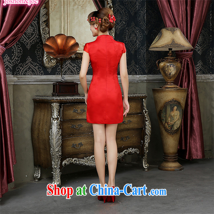 2015 new bride short bows clothes red retro dresses marriage improved cheongsam dress embroidery Brocade Phoenix elegant female Red XXL pictures, price, brand platters! Elections are good character, the national distribution, so why buy now enjoy more preferential! Health