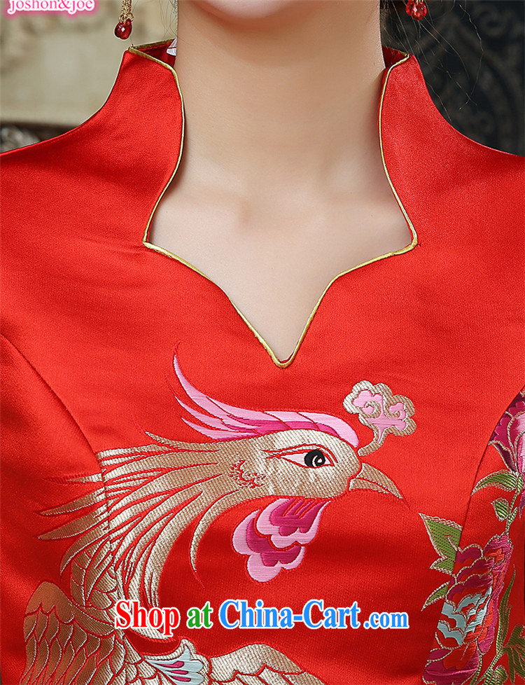 2015 new bride short bows clothes red retro dresses marriage improved cheongsam dress embroidery Brocade Phoenix elegant female Red XXL pictures, price, brand platters! Elections are good character, the national distribution, so why buy now enjoy more preferential! Health