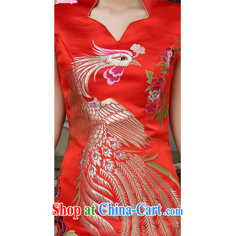 2015 new bride short bows, serving red retro dresses marriage improved cheongsam dress embroidery Brocade Phoenix elegant female Red XXL, joshon&Joe, shopping on the Internet