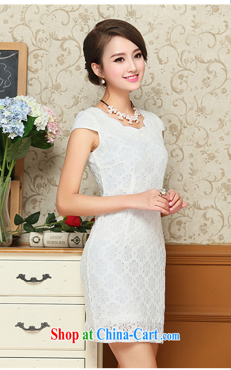 OVBE Korean version 2015 summer New Style Beauty Fashion petal collar lace Chinese qipao package and dresses female white XXL pictures, price, brand platters! Elections are good character, the national distribution, so why buy now enjoy more preferential! Health