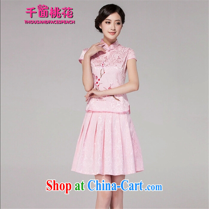 1000 the mahogany 2015 spring and summer new female Chinese qipao day dresses high-end retro style two-piece Women's clothes pink XXL, 1000 the mahogany (THOUSANDFACESPEACH), and, on-line shopping