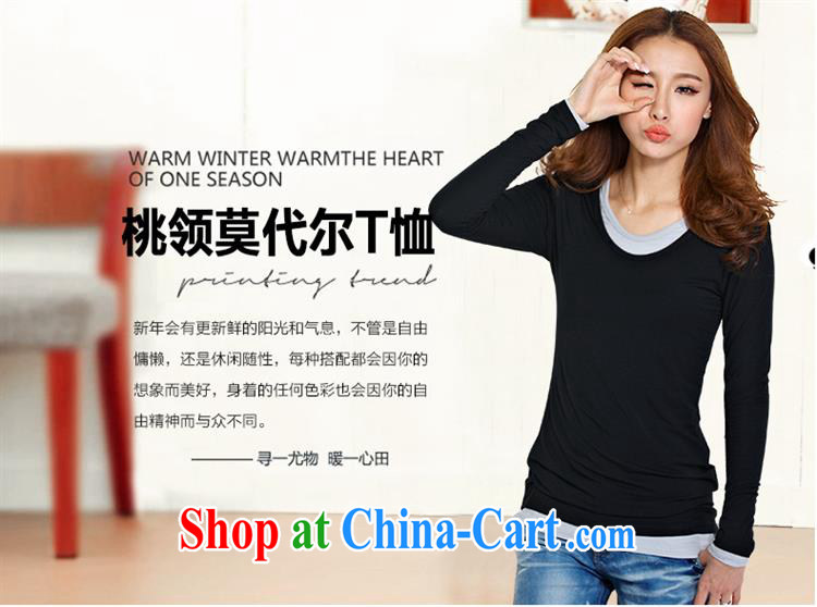 2015 summer new girls cotton cultivating long-sleeved T-shirt Han version with the Code T-shirt thick mm small T-shirt black 5 XL pictures, price, brand platters! Elections are good character, the national distribution, so why buy now enjoy more preferential! Health