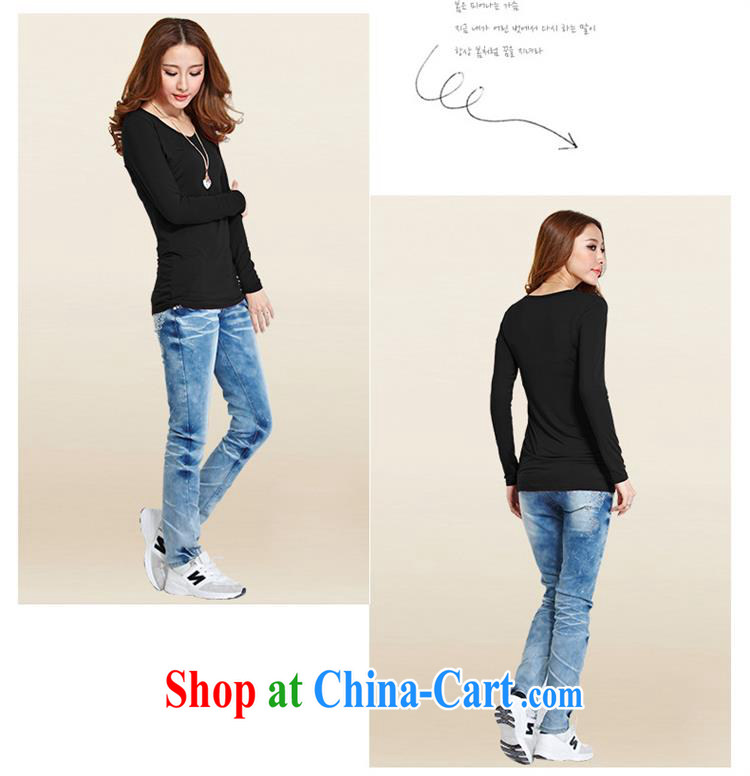 2015 summer new girls cotton cultivating long-sleeved T-shirt Han version with the Code T-shirt thick mm small T-shirt black 5 XL pictures, price, brand platters! Elections are good character, the national distribution, so why buy now enjoy more preferential! Health