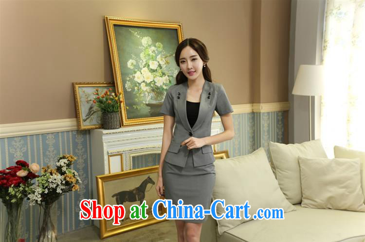 2015 spring and summer, new suit, Ms. OL Career Women's clothes skirt Set Korean suit short-sleeved cultivating small jacket female gray suit XXXXL pictures, price, brand platters! Elections are good character, the national distribution, so why buy now enjoy more preferential! Health