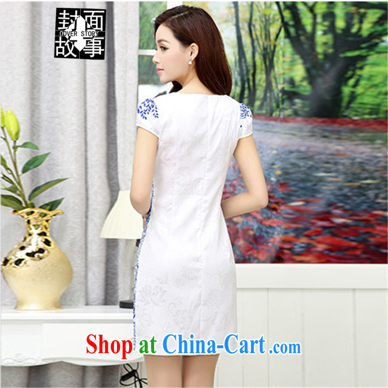 Cover Story 2015 summer dresses retro improved cheongsam Daily Beauty and stylish short bridal Chinese wedding dress white and green XXL, the cover story (cover story), online shopping