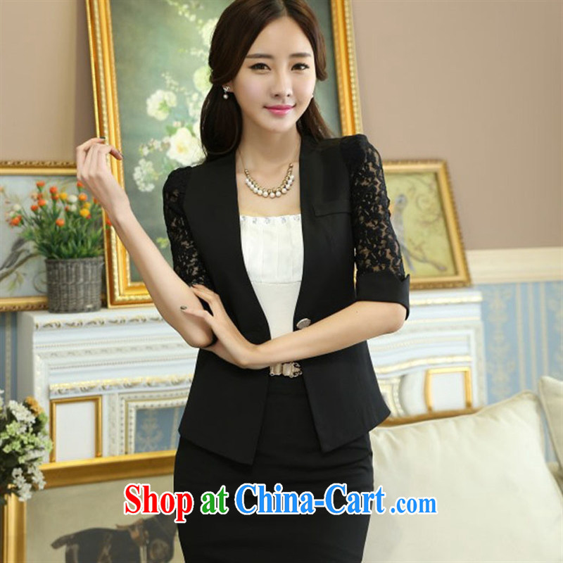 Summer 2015 new Korean version commuter female small suits OL cultivating white-collar a kernel buckle cuff jacket new black suit XXXXL, the United States and in accordance with Day together (meitianyihuan), online shopping