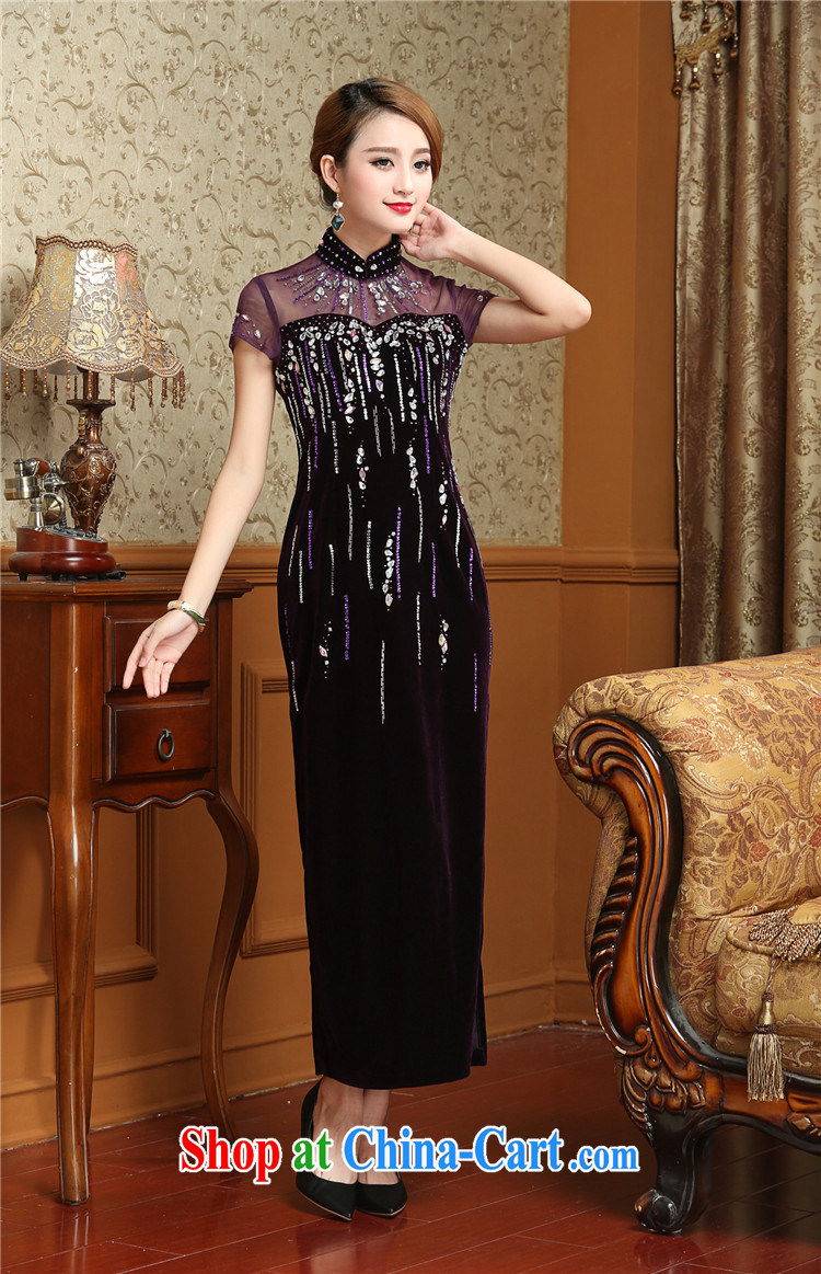 light at the long, gold velour cheongsam dress Chinese antique dresses serving toast AQE 001 purple XXXL pictures, price, brand platters! Elections are good character, the national distribution, so why buy now enjoy more preferential! Health