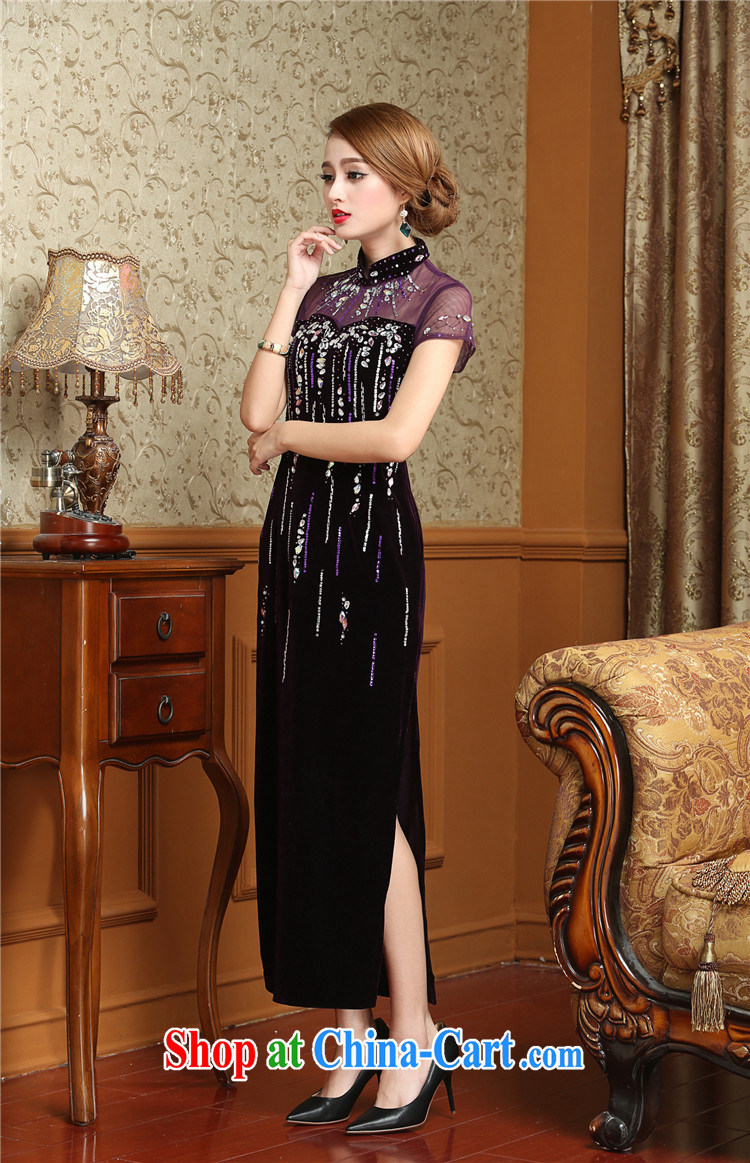 light at the long, gold velour cheongsam dress Chinese antique dresses serving toast AQE 001 purple XXXL pictures, price, brand platters! Elections are good character, the national distribution, so why buy now enjoy more preferential! Health