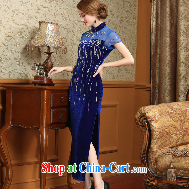 light at the long, gold velour cheongsam dress Chinese antique dresses serving toast AQE 001 purple XXXL, light (at the end) QM, shopping on the Internet