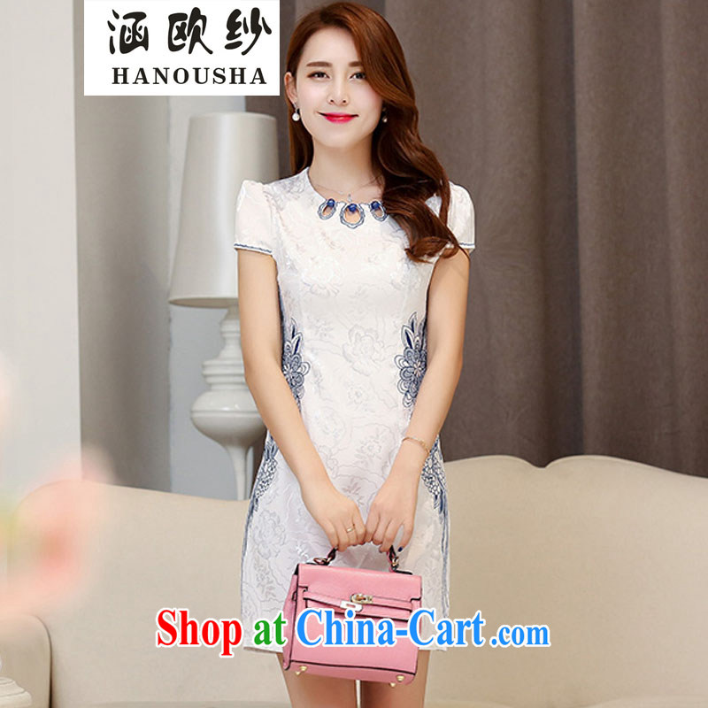 covered by the yarn-day cheongsam dress short 2015 new dresses spring and summer with improved modern cultivating the Code women serving toast White Red XXL, covering the yarn (Hanousha), online shopping