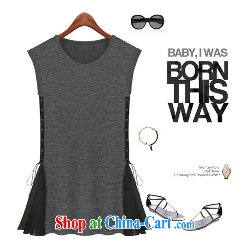 The European site summer 2015 New T pension in Europe female new sleeveless stitching T pension 3940 black XL, the day to assemble (meitianyihuan), and shopping on the Internet