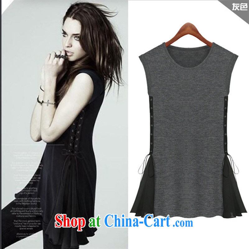 The European site summer 2015 New T pension in Europe female new sleeveless stitching T pension 3940 black XL, the day to assemble (meitianyihuan), and shopping on the Internet