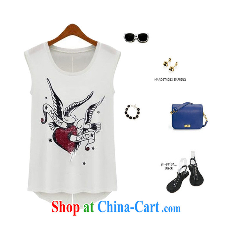 2015 the European site summer female T shirts sleeveless cotton shirt T European Women stamp T pension 5320 white XL, the United States and in accordance with day together (meitianyihuan), online shopping