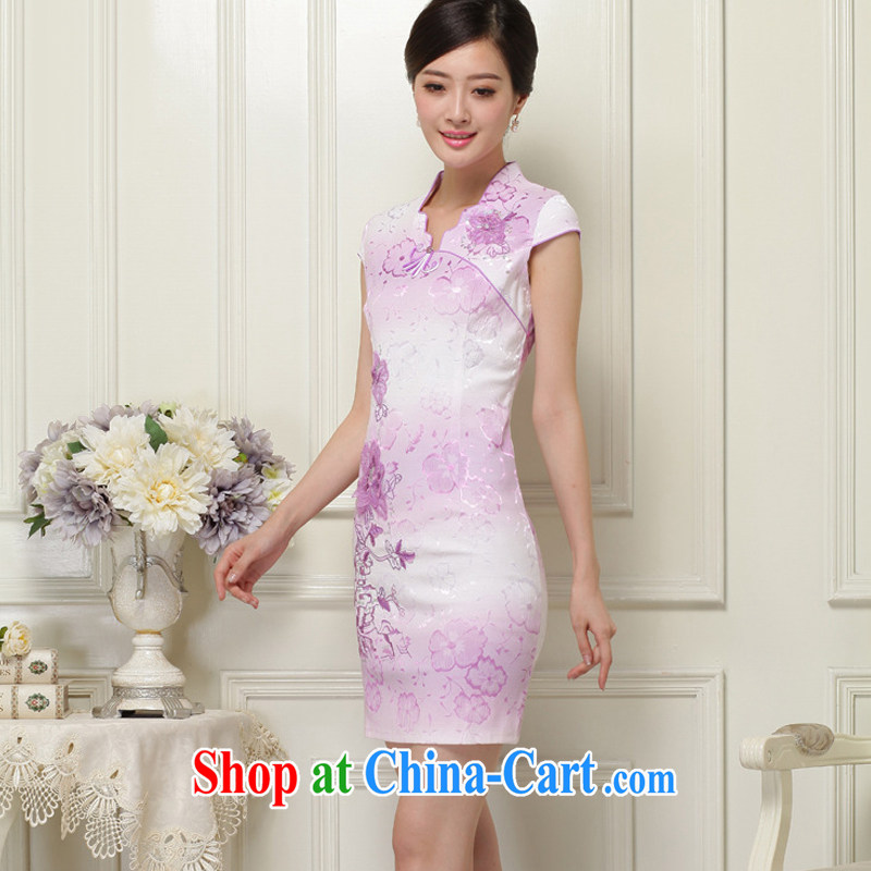 Stakeholders line cloud National wind stylish improved cheongsam short, elegant qipao cheongsam JT 908 blue XXL stakeholders, the cloud (YouThinking), and on-line shopping