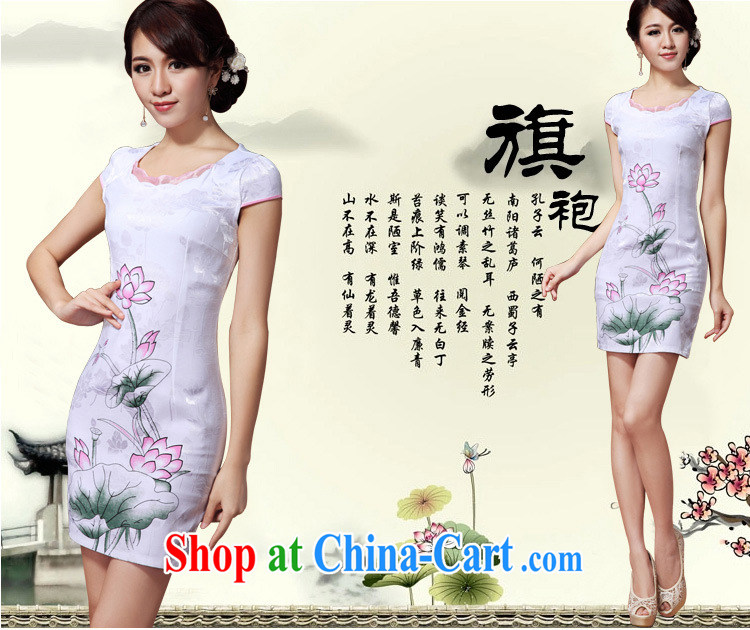 Stakeholders line cloud stamp National wind improved cheongsam Chinese short-sleeved qipao JT 916 #white XXL pictures, price, brand platters! Elections are good character, the national distribution, so why buy now enjoy more preferential! Health