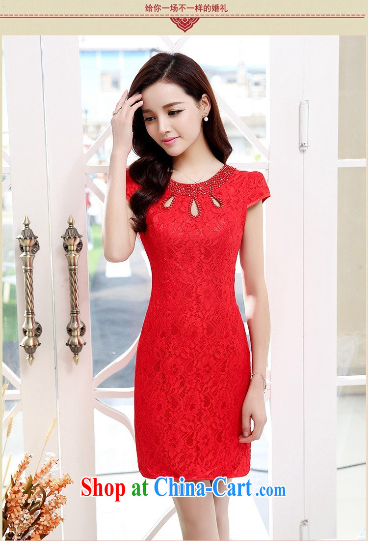 Silent Spring red bridal replacing 2015 summer short cheongsam dress lady beauty with graphics thin short-sleeved elegant luxury lace dresses 6398 red XXL pictures, price, brand platters! Elections are good character, the national distribution, so why buy now enjoy more preferential! Health