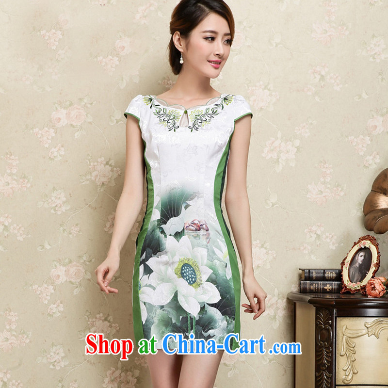 Stakeholders line cloud China wind female stamp embroidery female short-sleeve is not on the truck cheongsam JT 1025 blue XXL stakeholders, the cloud (YouThinking), and, on-line shopping