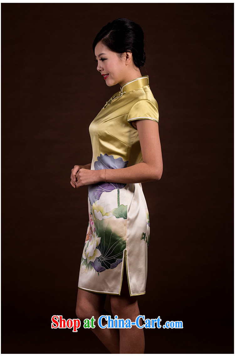 once and for all, the lotus cheongsam dress new and improved traditional retro Silk Cheongsam dress summer dresses short, pale yellow L 15 Day Shipping pictures, price, brand platters! Elections are good character, the national distribution, so why buy now enjoy more preferential! Health