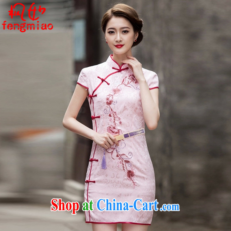 Alice Ho Miu Ling Nethersole maple summer 2015, Tang with retro improved stylish short, cultivating daily outfit 1124 pink L