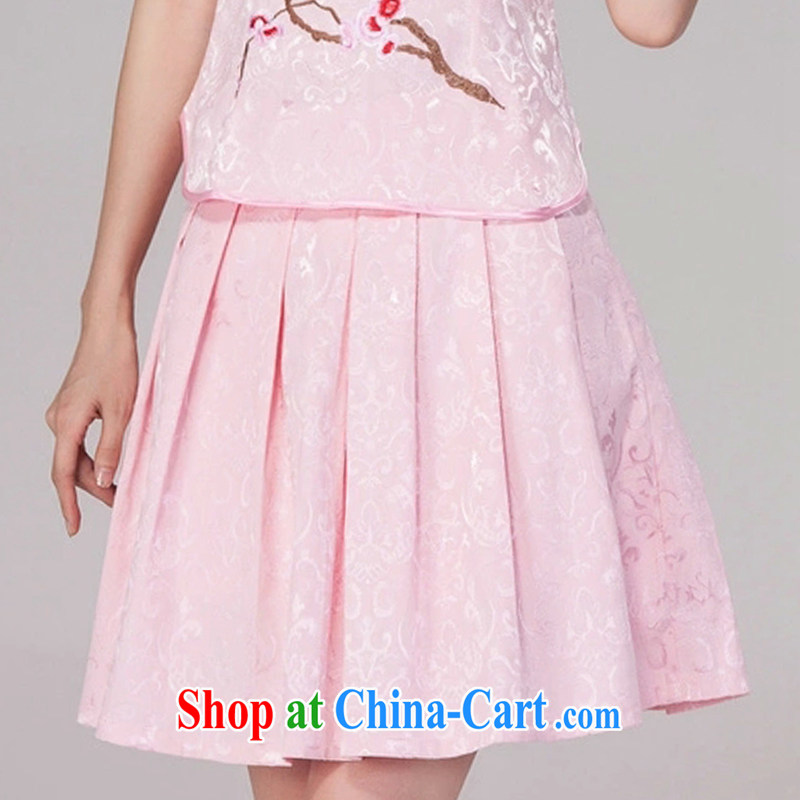 Alice Ho Miu Ling Nethersole Maple Syrup 2015 summer, female Tang with daily cheongsam dress high-end retro style two-part kit 1125 pink M, Feng Miao, shopping on the Internet