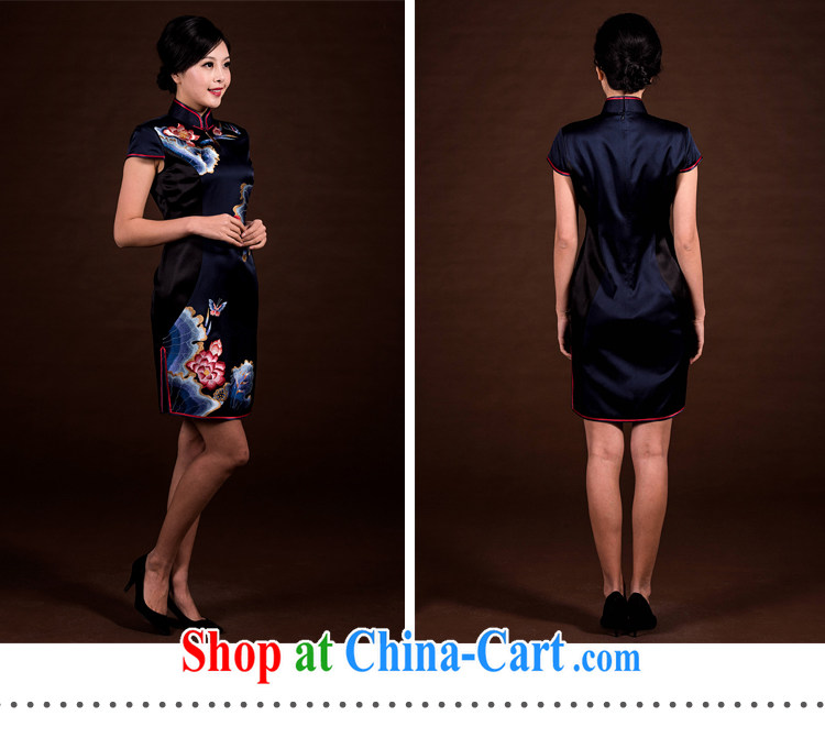 once and for all and well refined and stylish dresses short high-end custom handmade dresses summer heavy silk embroidery cheongsam black-green tailored 20 Day Shipping pictures, price, brand platters! Elections are good character, the national distribution, so why buy now enjoy more preferential! Health