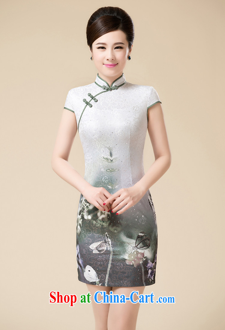 Pixel-yuan summer 2015 new improved cheongsam girl graphics thin beauty cheongsam dress, style short dress girls lace cheongsam middle-aged mother with green L pictures, price, brand platters! Elections are good character, the national distribution, so why buy now enjoy more preferential! Health