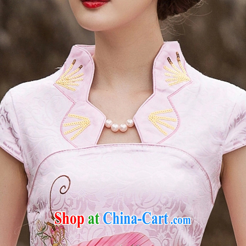 Feng Mya 2015 summer, female fashion improved cheongsam dress daily video thin beauty short cheongsam dress, 1122 pink XL, maple, and shopping on the Internet