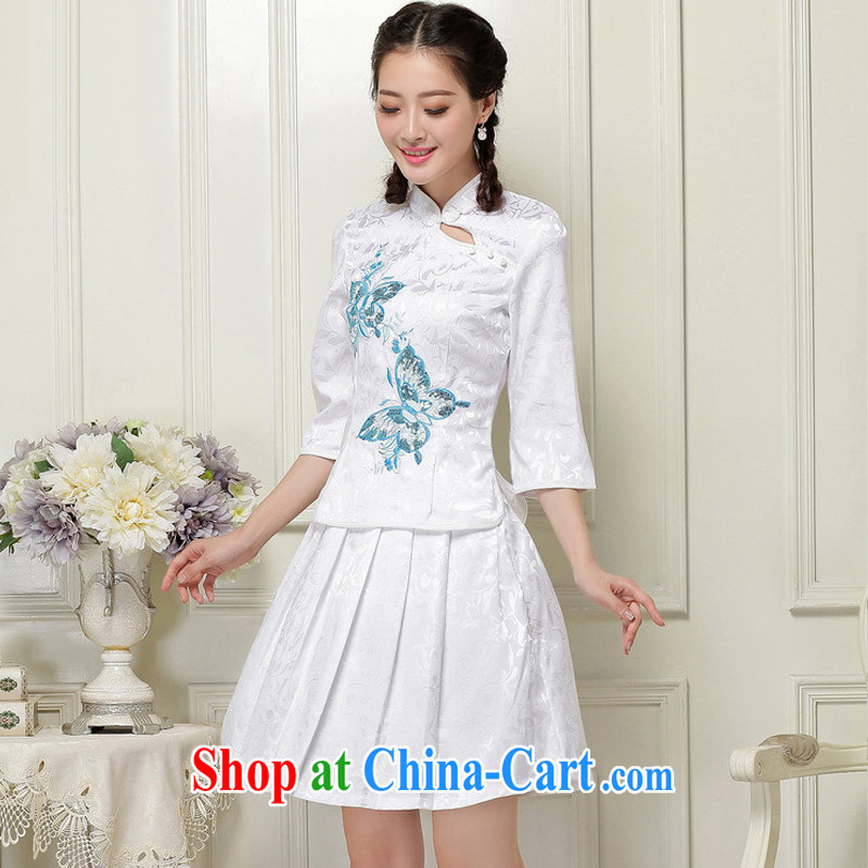 Stakeholders line cloud two-piece cuff in a tight retro, for cultivating cheongsam JT 1055 white S stakeholders, the cloud (YouThinking), and, on-line shopping