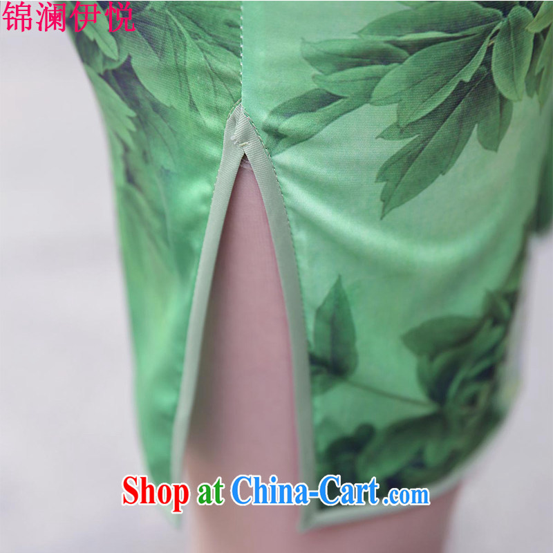 world, the Hyatt Regency antique stamp duty, Ms. cheongsam dress summer new Korean Beauty graphics Thin women with fresh and elegant floral, for cultivating the forklift truck dresses of saffron XXL, Kam-world, Yue, and shopping on the Internet