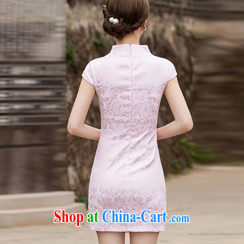 Connie, population 2015 summer stylish improved cheongsam dress daily video thin beauty short cheongsam dress, 1122 pink XL, Connie (Denisi), online shopping