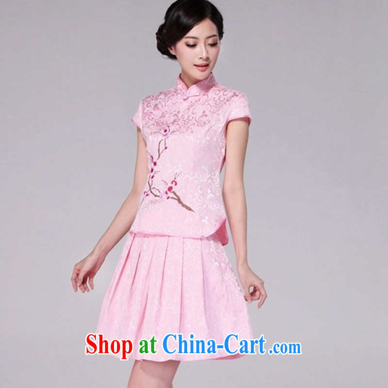 US-Chou Lien-hsiang 2015 spring and summer new women Tang with daily cheongsam dress high-end retro style two-piece with white M, American Chou Lien-hsiang (MEILIANXIANG), shopping on the Internet