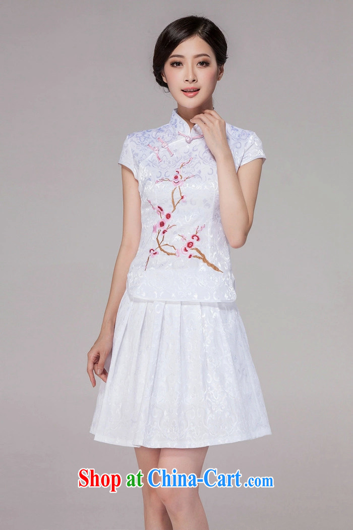 fragrance and beauty 2015 spring and summer new female Chinese qipao day dresses high-end retro style two-piece with white XL pictures, price, brand platters! Elections are good character, the national distribution, so why buy now enjoy more preferential! Health
