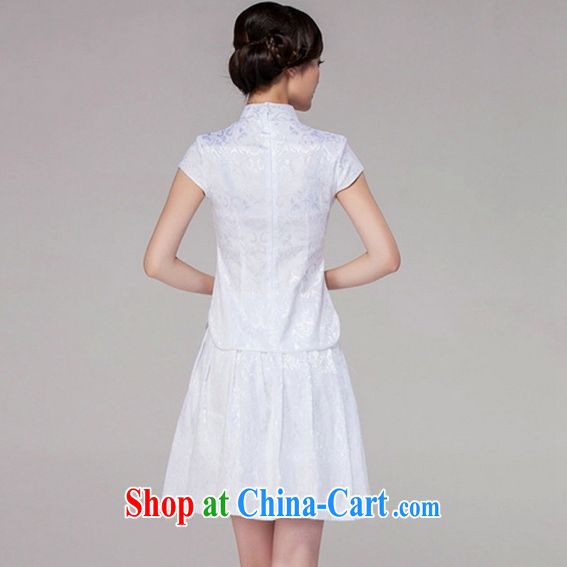 fragrance and beauty 2015 spring and summer new female Chinese qipao day dresses high-end retro style two-piece with white XL, fragrant and colorful (XIANGQINGZI), shopping on the Internet