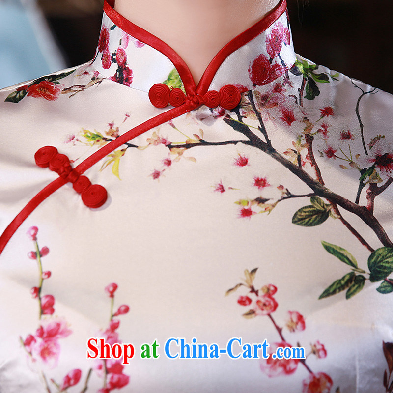New 2015 summer retro short stylish mulberry silk Chinese qipao small floral Q 1061 XXL suit, Jessica (jessica han), online shopping