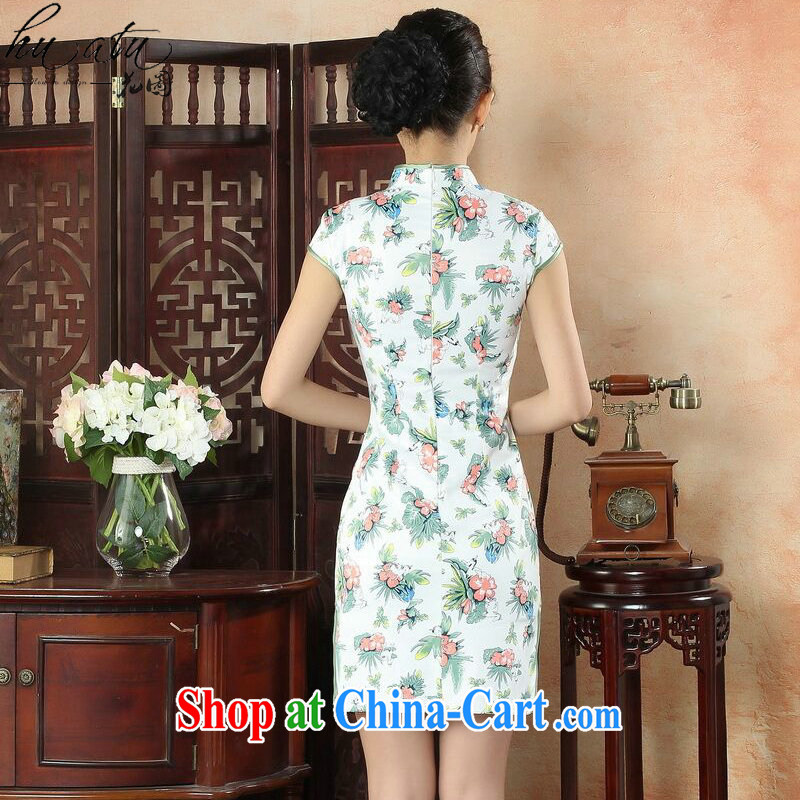 spend the summer cheongsam dress, Peony/blue flower Chinese improved, for cotton daily short dresses such as the color 2 XL, spend figure, shopping on the Internet