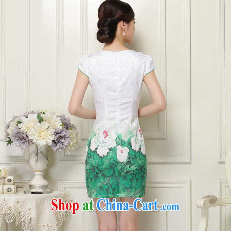 Stakeholders line cloud stylish V-neck larger women ethnic wind stamp improved cultivating short cheongsam JT 1039 green XL stakeholders, the cloud (YouThinking), and, on-line shopping