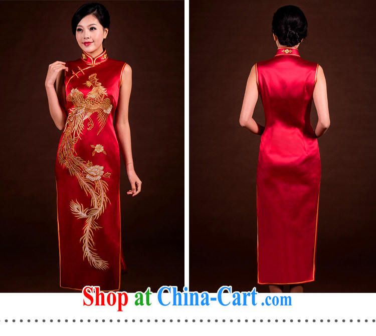 once and for all, summer 2015 brides, red and gold Phoenix embroidery cheongsam long heavy Silk Cheongsam manually custom red tailored 30 Day Shipping pictures, price, brand platters! Elections are good character, the national distribution, so why buy now enjoy more preferential! Health