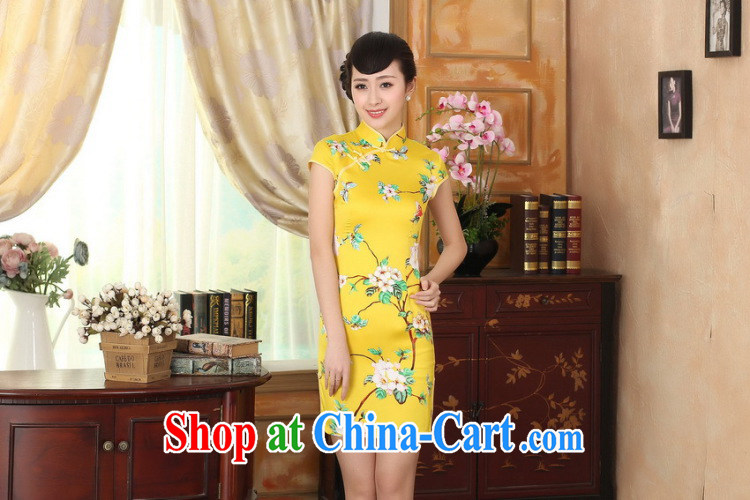Bin Laden smoke-free summer cheongsam dress new Chinese improved version, for a tight damask retro floral short cheongsam as shown color 2 XL pictures, price, brand platters! Elections are good character, the national distribution, so why buy now enjoy more preferential! Health