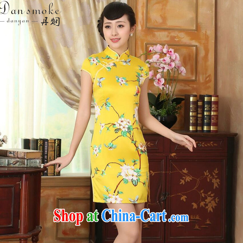 Bin Laden smoke-free summer cheongsam dress new Chinese improved version, for a tight damask retro floral short cheongsam as shown color 2 XL, Bin Laden smoke, shopping on the Internet