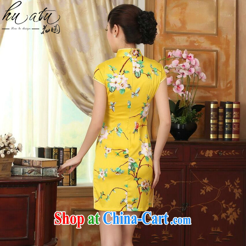 spend the summer wear cheongsam dress new Chinese improved version, for the hard-pressed damask retro floral short cheongsam as shown color M, figure, and, shopping on the Internet
