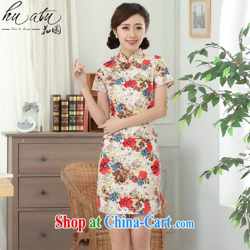 Take the cotton Yau Ma Tei antique Chinese short sleeves cheongsam improved daily republic linen clothes summer short cheongsam dress such as the color 2 XL