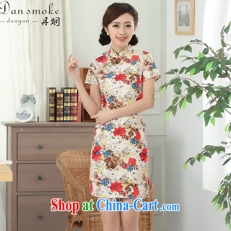 Bin Laden smoke cotton Ma Chinese Antique short-sleeved qipao improved daily republic linen clothes summer short cheongsam dress such as the color 2 XL