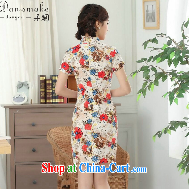 Bin Laden smoke cotton the Chinese Antique short-sleeved qipao improved daily republic linen clothes summer short cheongsam dress such as the color 2 XL, Bin Laden smoke, shopping on the Internet