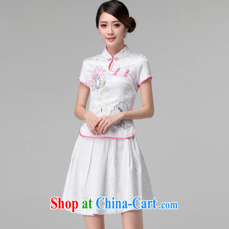 The US Dr. Chou 2015 spring and summer female new beauty routine retro long-sleeved improved cheongsam stylish two-piece with pink short-sleeved XL, the United States and Dr. Chou (MEILIANXIANG), online shopping