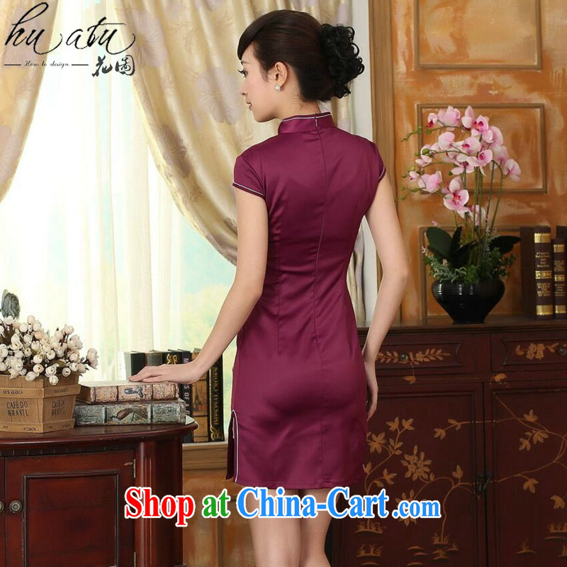 Take the new summer female elegance Chinese qipao,Chinese improved a flap embroidered damask video thin short dresses such as the color 2 XL, spend figure, online shopping