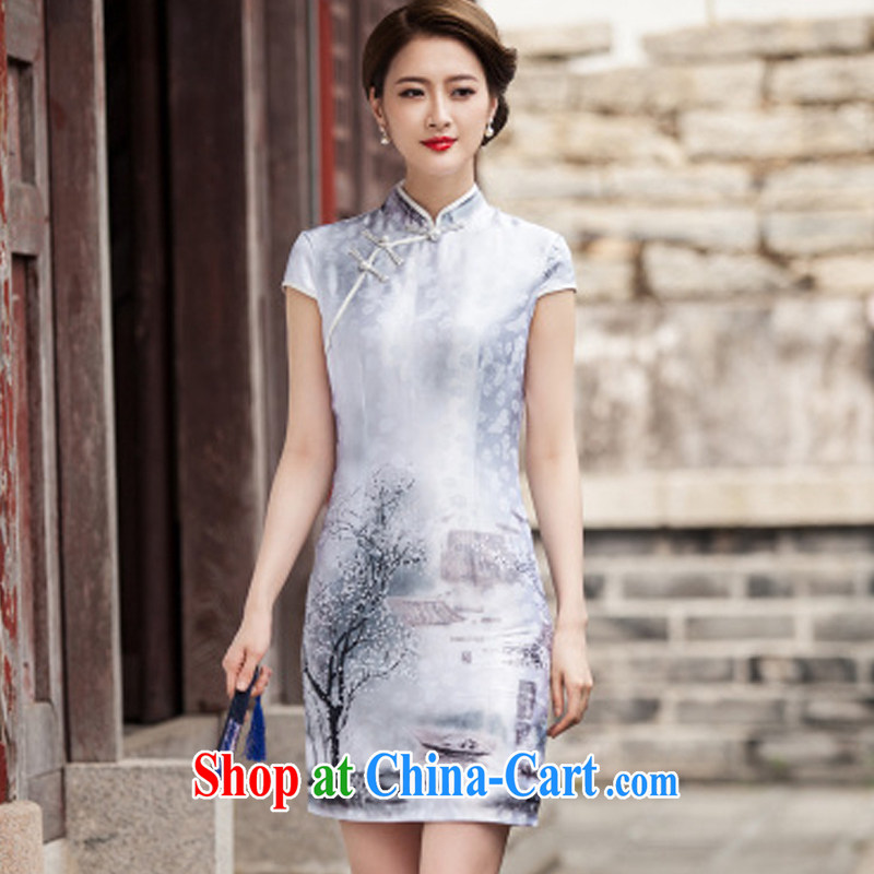 The US Dr. Chou 2015 new painting classic short-sleeved cheongsam dress retro fashion China wind daily outfit XL paintings, American Dr. Chou (MEILIANXIANG), online shopping