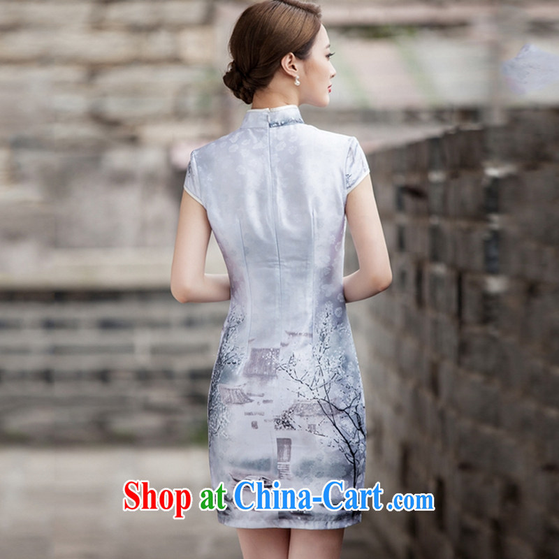 Clearly it is in accordance with Cabinet 2015 new painting classic short-sleeve cheongsam dress retro fashion China wind daily outfit L paintings, clearly still in accordance with Cabinet (MEISHANGYICHU), online shopping
