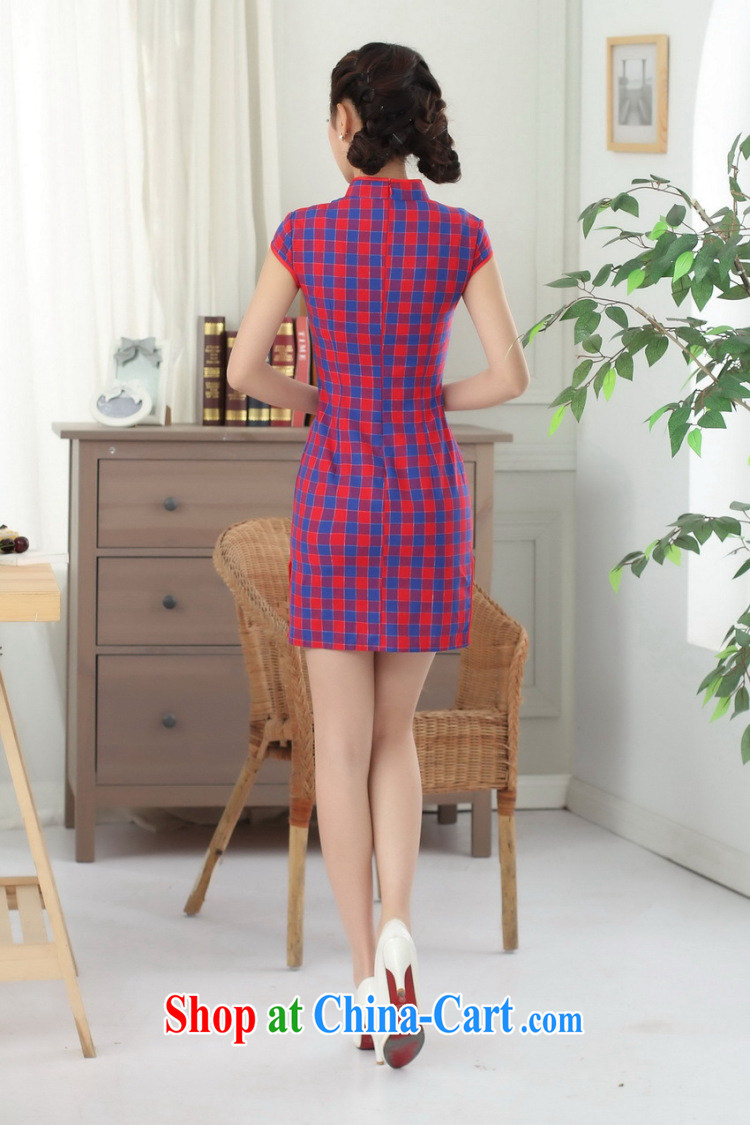 Bin Laden smoke-free summer wear new dress Chinese cheongsam Chinese clothing improved, for a tight cotton Plaid Short outfit such as the color S pictures, price, brand platters! Elections are good character, the national distribution, so why buy now enjoy more preferential! Health
