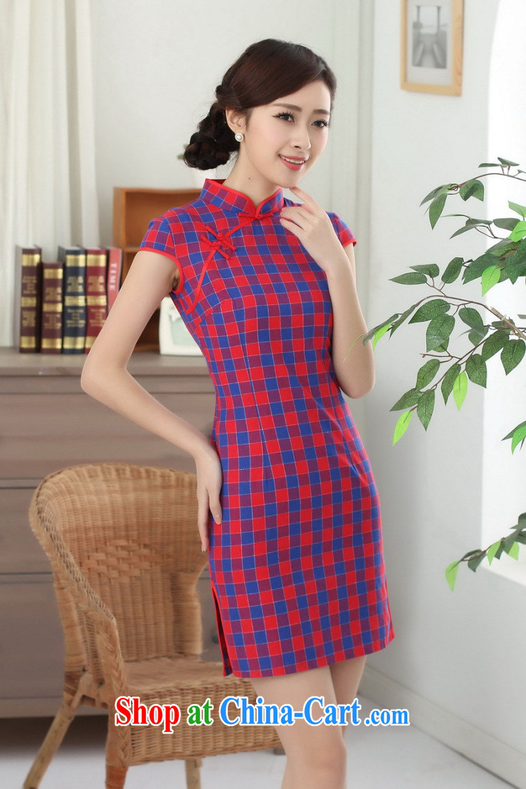 spend the summer new dress Chinese cheongsam Chinese clothing improved, for a tight cotton Plaid Short outfit such as the color 2 XL pictures, price, brand platters! Elections are good character, the national distribution, so why buy now enjoy more preferential! Health