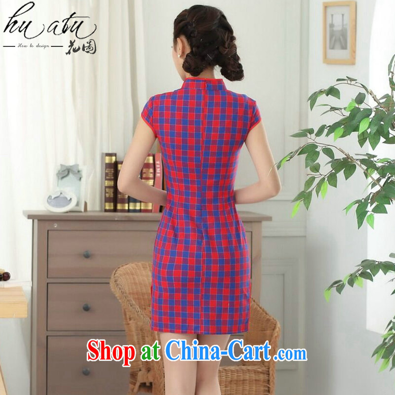 spend the summer with new female Chinese cheongsam Chinese clothing improved, for a tight cotton Plaid Short outfit such as the color 2 XL, figure, and on-line shopping